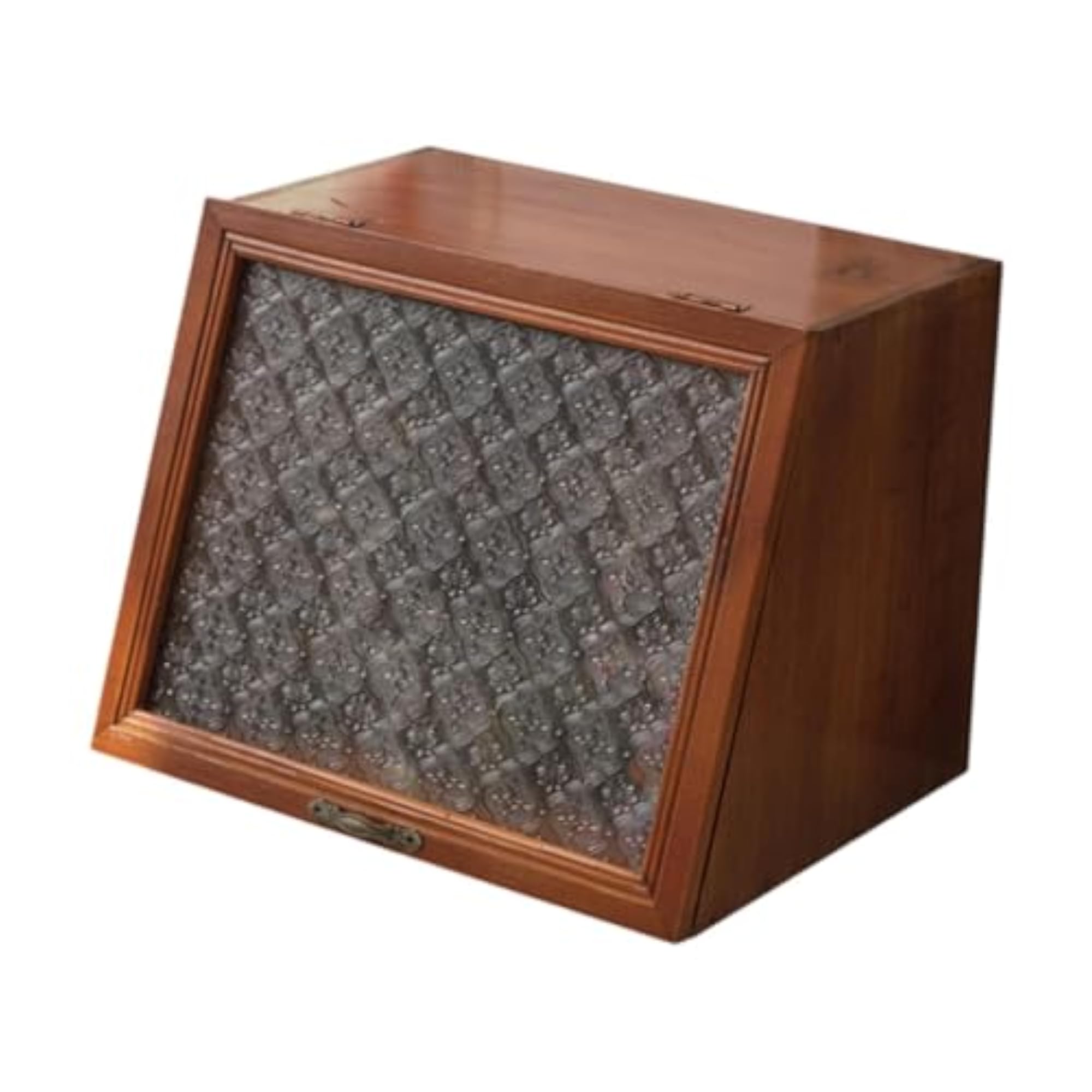 Wooden Cabinet with Glass Top Makeup Organizer